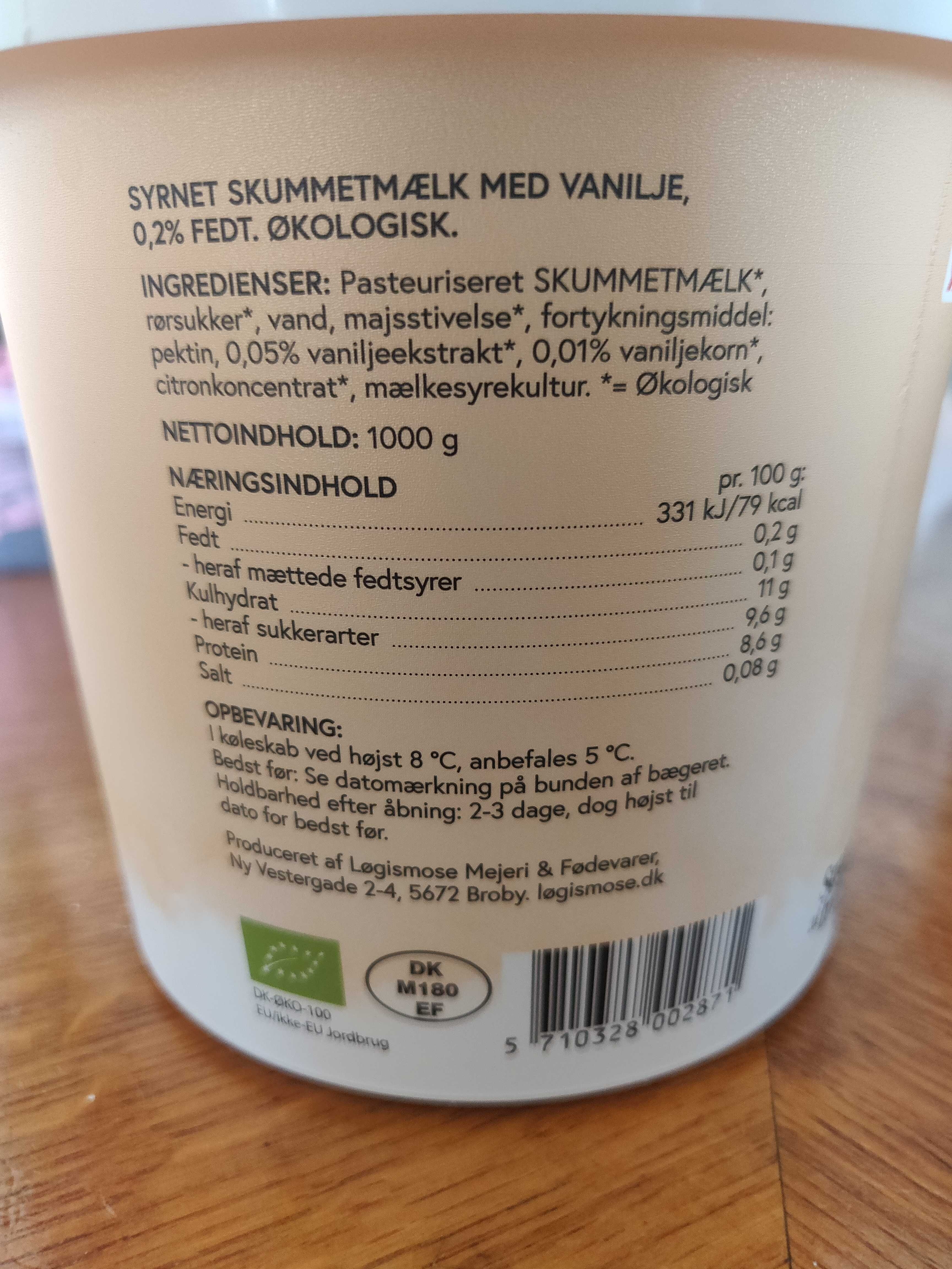 Skyr vaniljie - Ernæringsfakta - en