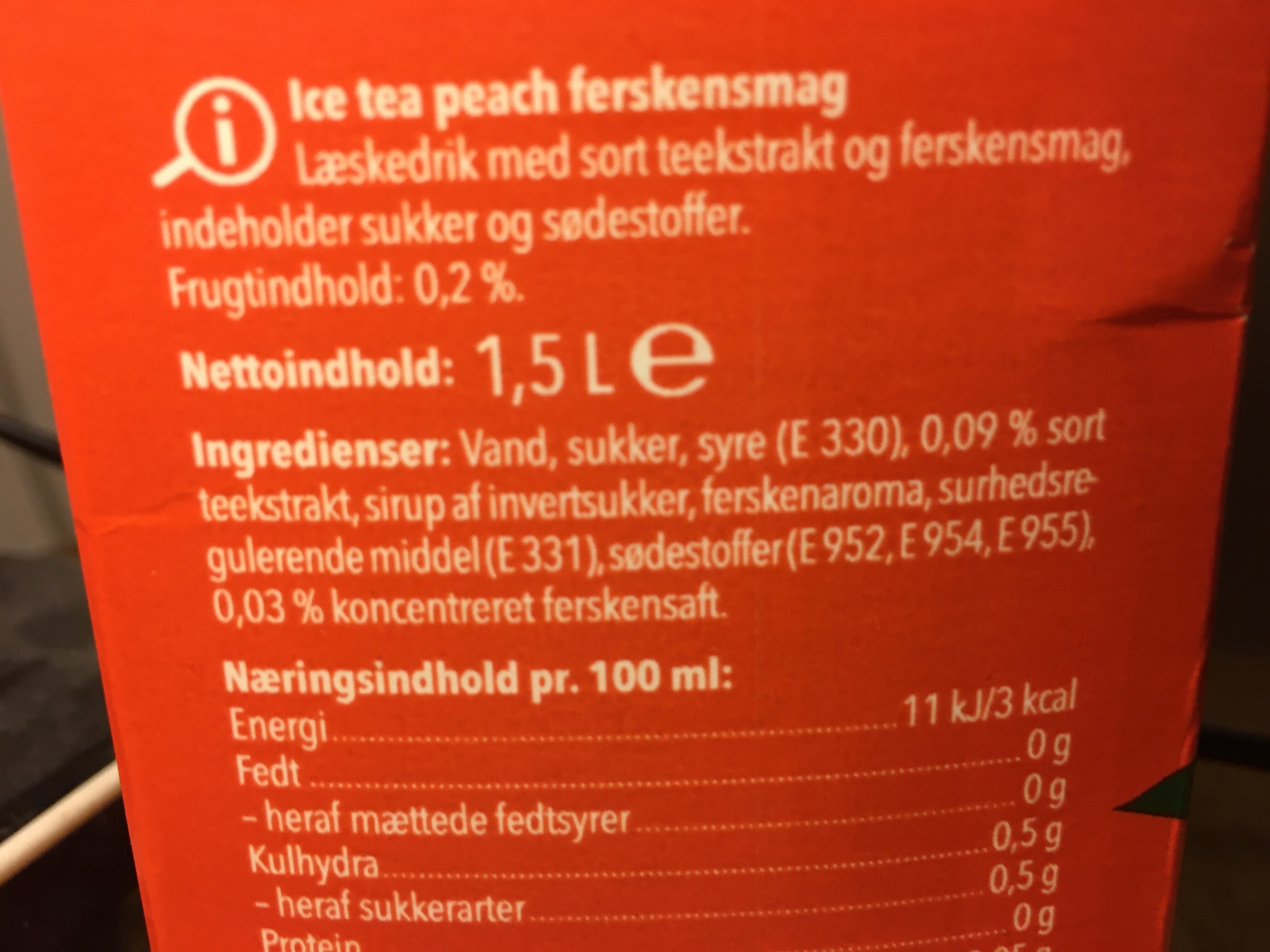 Peach ICE TEA - Ingredienser