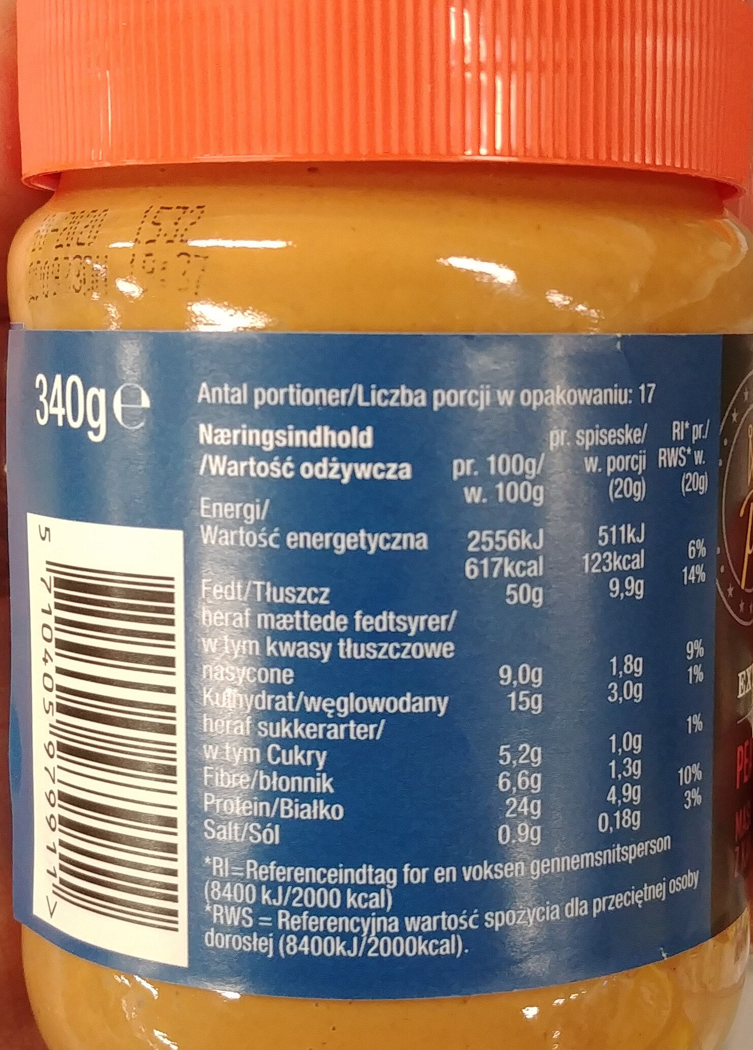 Extra Crunchy Peanut Butter - Nutrition facts - pl