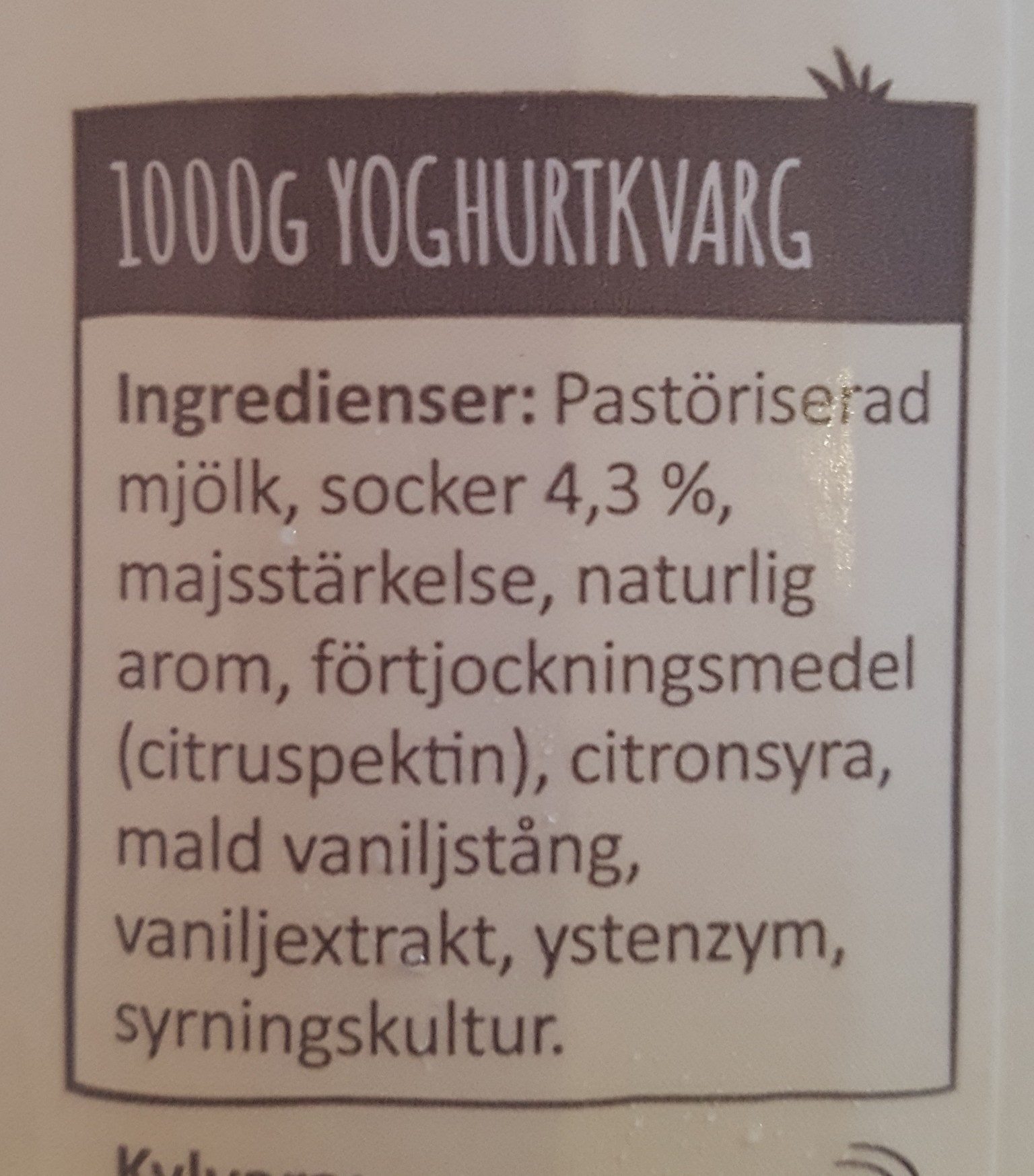 Yoghurtkvarg Vanilj - Ingredienser - fr