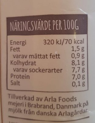 Yoghurtkvarg Vanilj - Näringsfakta - fr