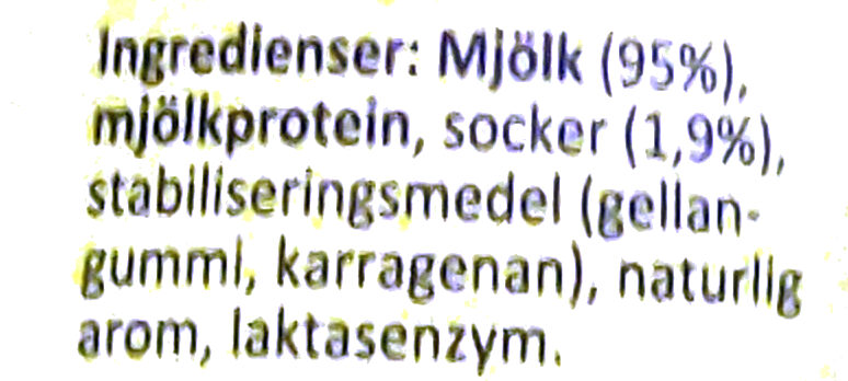 Protein Milkshake - Vaniljsmak - Ingredienser