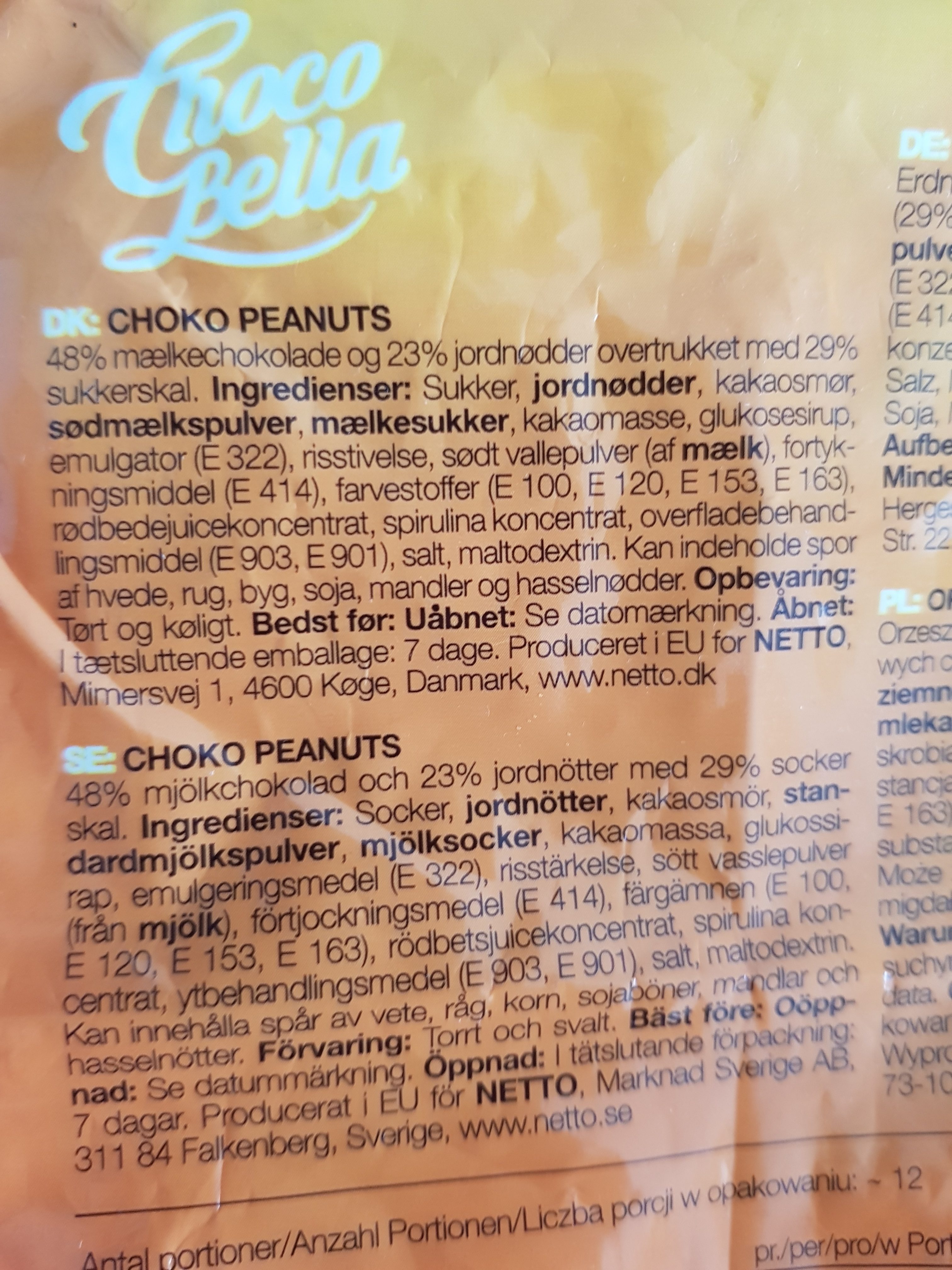Choco Peanuts - Ingredienser - en