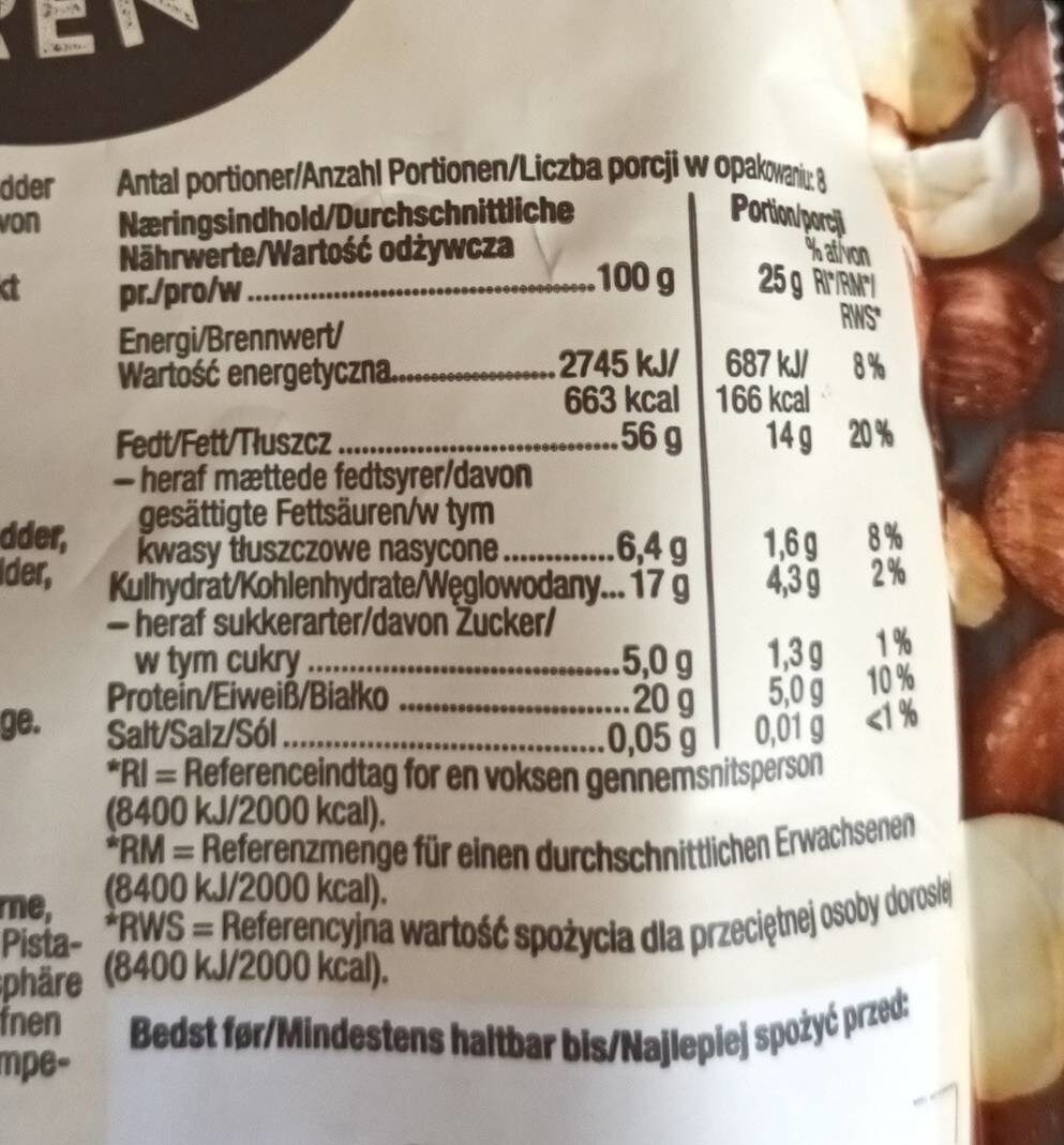 Mixed Nuts Natural - Nutrition facts - de