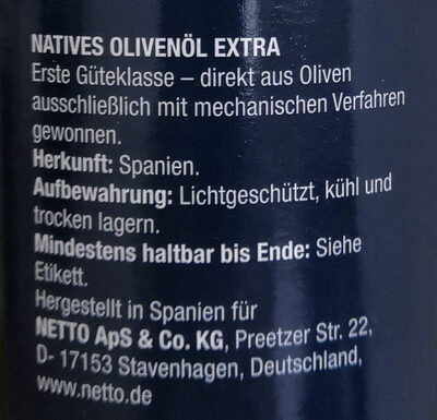 Natives Olivenöl Extra - Ingredients - de