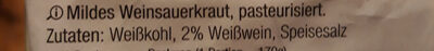 Weinsauerkraut mild im Beutel - Ingredients - de