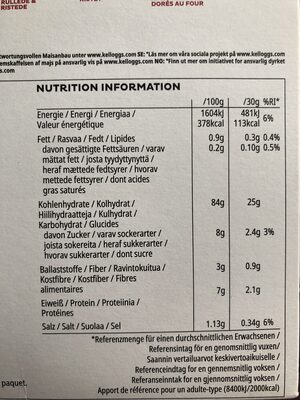 Cornflakes Kellogg´s - Nutrition facts - de