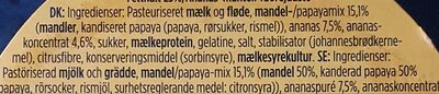 Smøreost Ananas & mandler - Ingredienser - nb