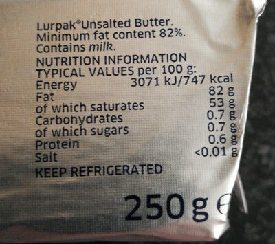 Lurpak unsalted butter - Ingredienser - en