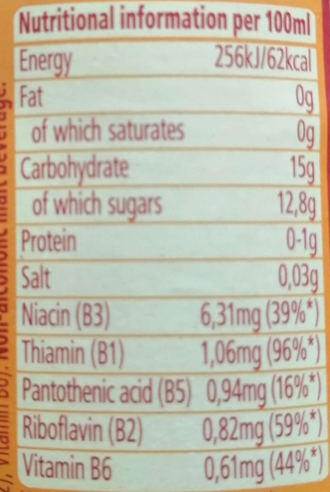 Supermalt Original - Nutrition facts