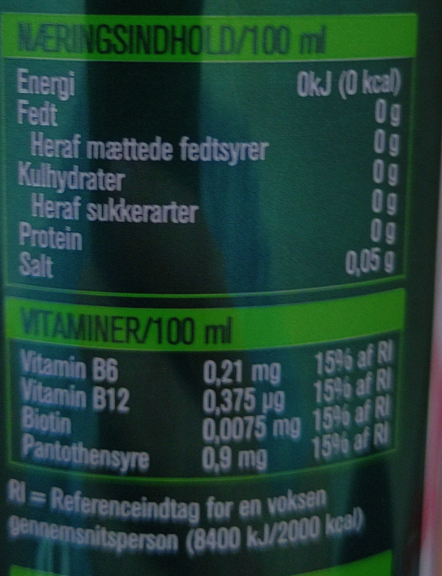 Booster Original - 0 kcal - Ernæringsfakta