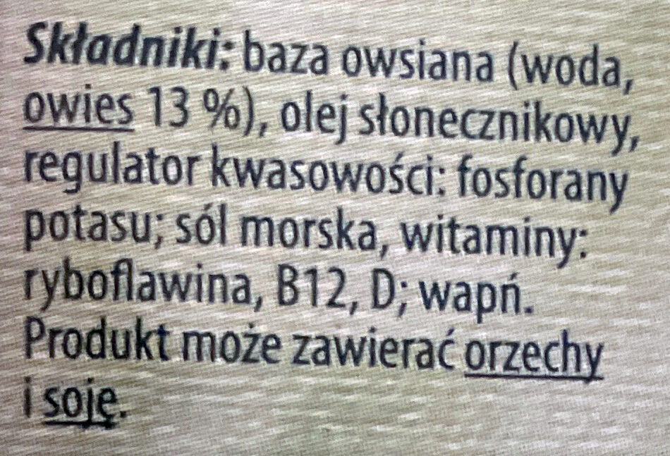 Barista owies - Składniki