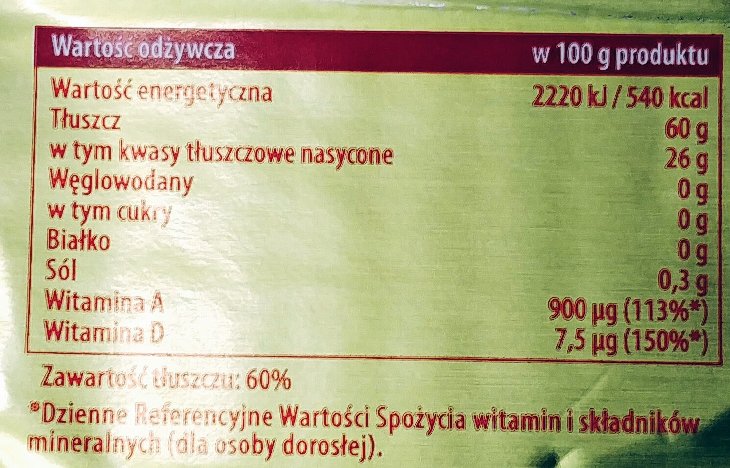 Zwykła z Kruszwicy - Margaryna o zmniejszonej zawartości tłuszczu 60 %. - Nutrition facts - pl