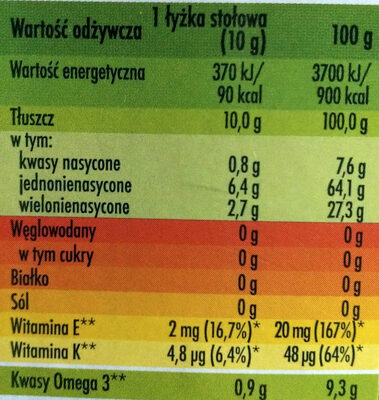 Olej 3 ziarna - Nutrition facts - pl
