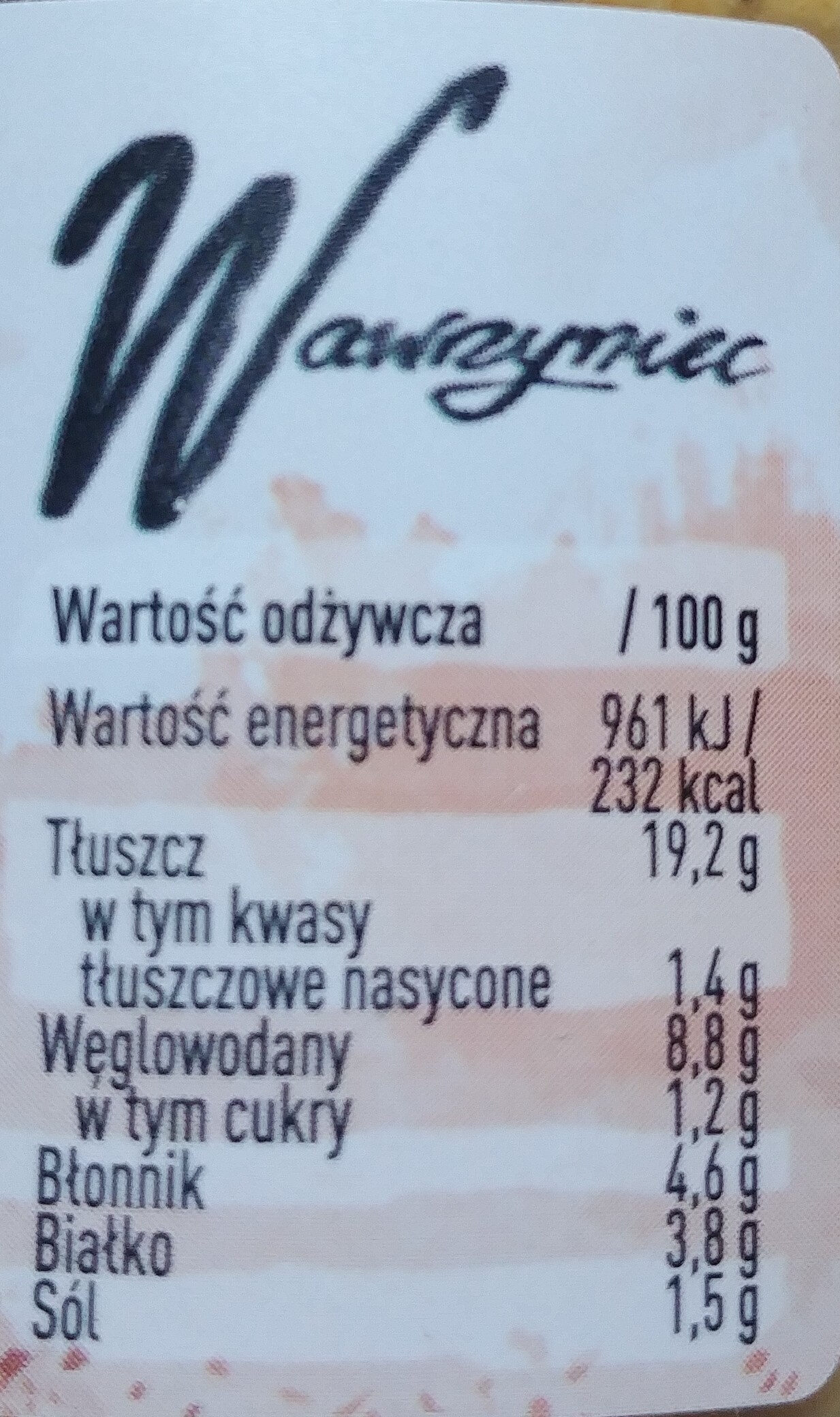 Wawrzyniec - Pasta warzywna z ciecierzycą, pieprzem i czarnuszką - Tableau nutritionnel - pl