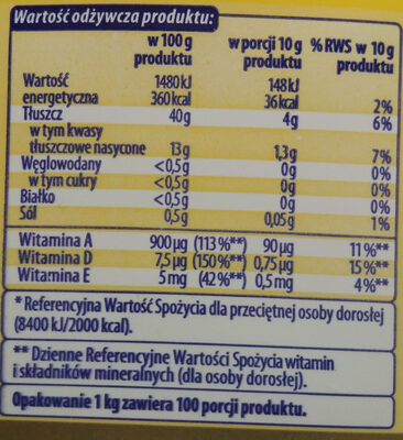 Wyborna extra - Voedingswaarden - pl