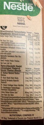 Barritas de cereales con trigo integral y chocolate - Información nutricional