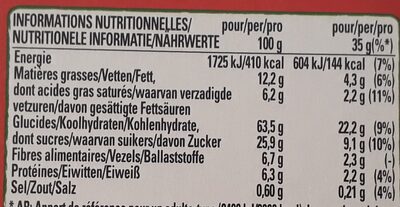 Clusters crunchy choco - Nutrition facts - fr