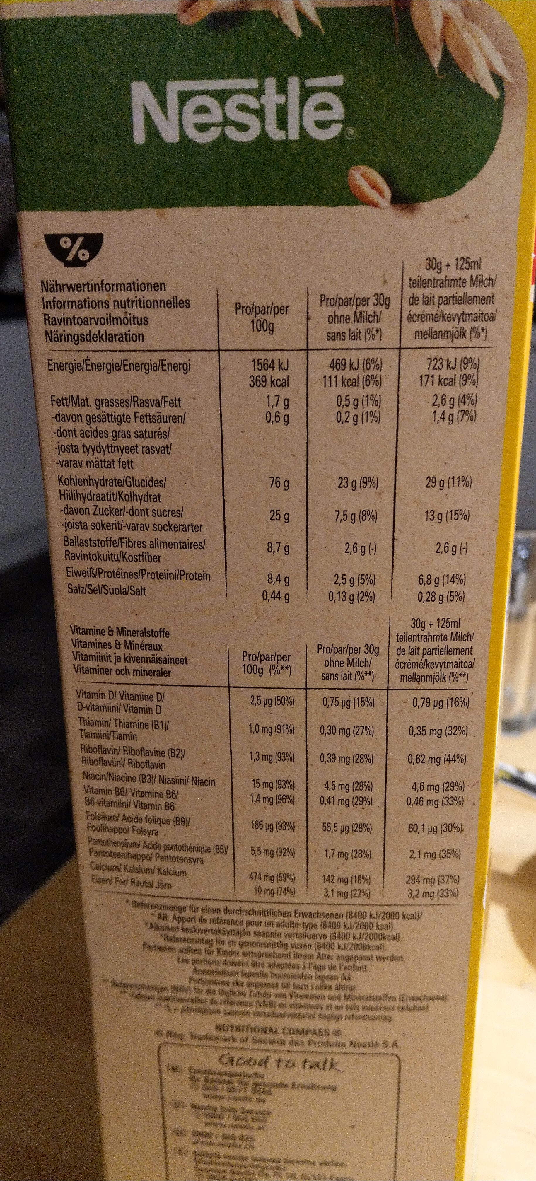 NESTLE NESQUICK Céréales 1,0 kg - Zutaten