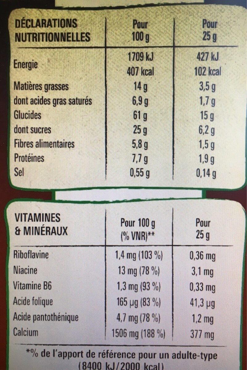 NESTLE LION Barres de Céréales 6x25g - Información nutricional - fr