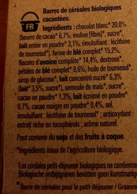 NESTLE NESQUIK Bio Barres de céréales 4X25g - Ingredients - fr