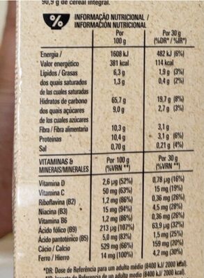 Cheerios avena - Información nutricional