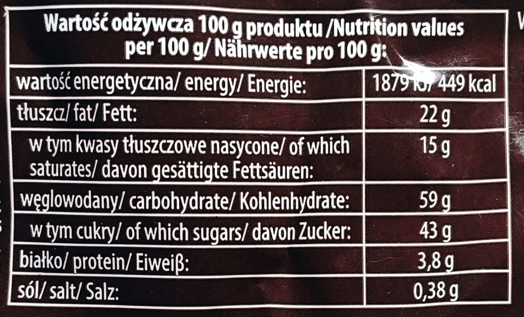 Tofflairs czekoladowo-mleczny - Nutrition facts - pl
