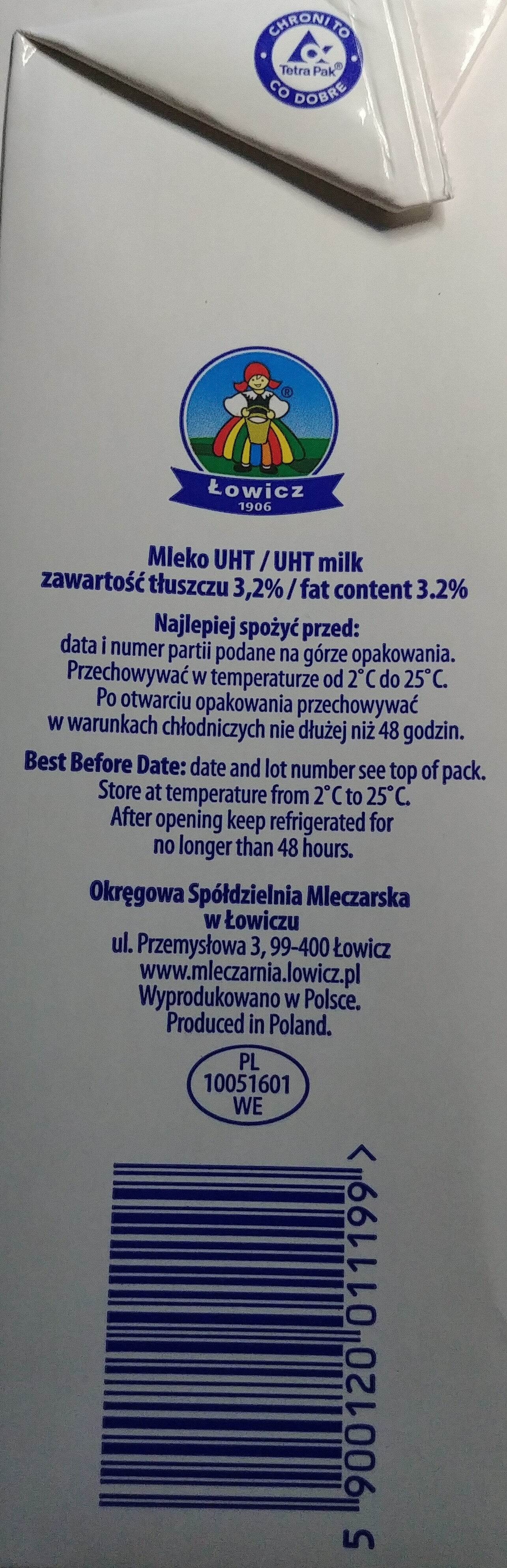 Mleko UHT 3,2 - Składniki