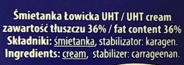 Śmietanka UHT 36% Łowicka - Ingredients