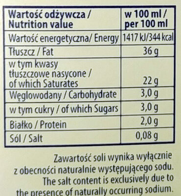 Śmietanka UHT 36% Łowicka - Nutrition facts