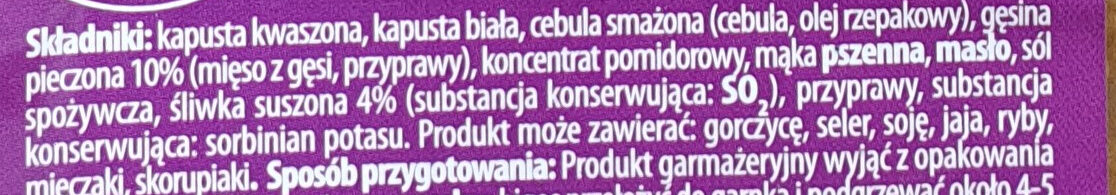 Bigos z gęsiną i śliwkami - Ingredienti - pl