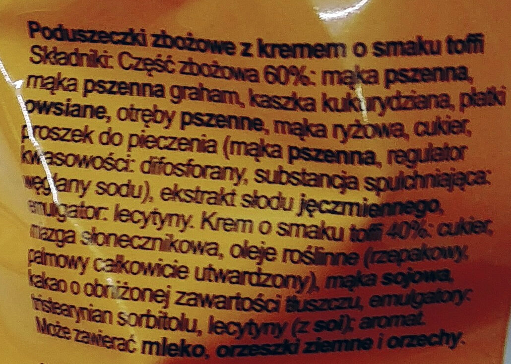 Jaśki z kremem o smaku toffi - Ingrediënten - pl