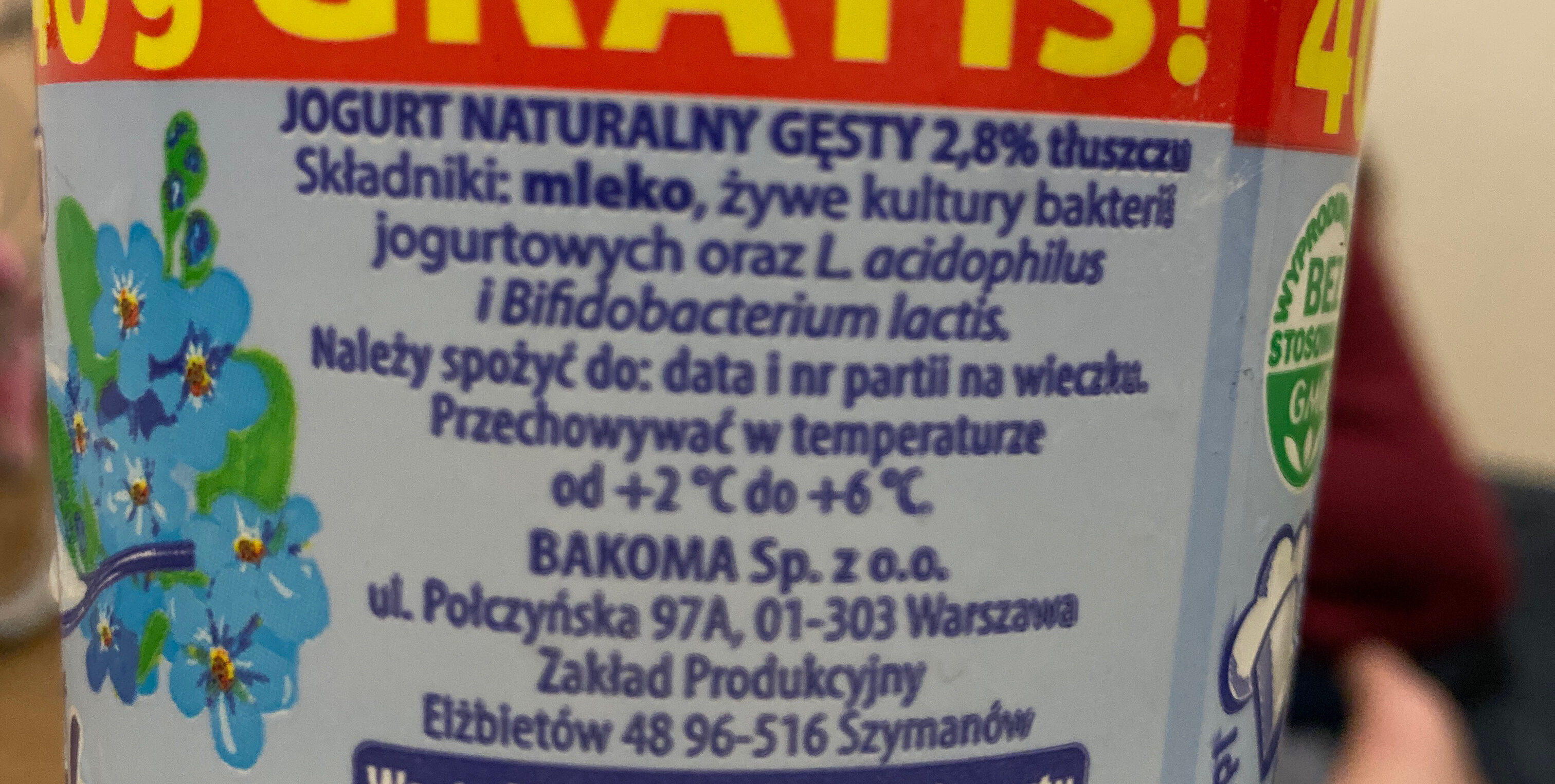 Bakona Jogurt Naturalny Gęsty - Ingredients