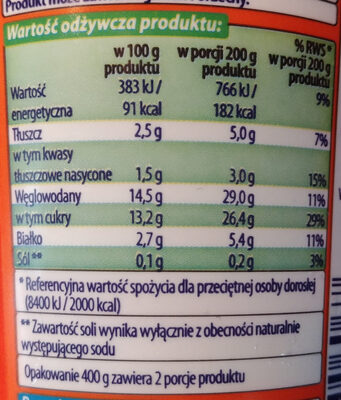 Jogurt brzoskwinia-marakuja - Nutrition facts - pl