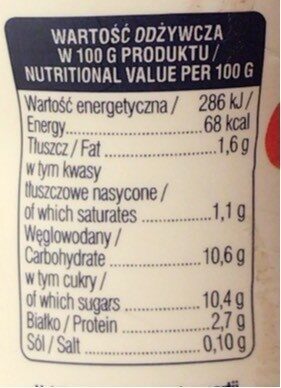 Twist Jogurt Malinowy - Nutrition facts