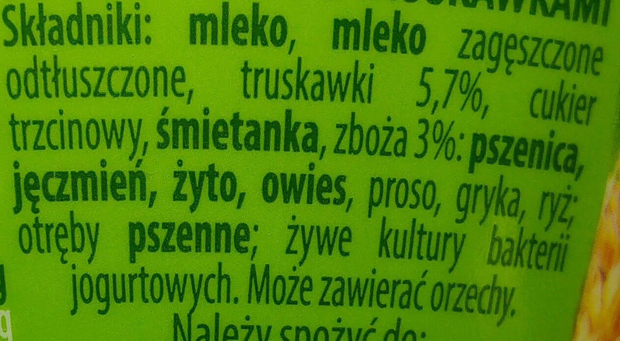 Jogurt 7 zbóż z truskawkami. - Ingredients - pl