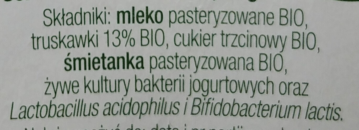 Jogurt Bio Fresas - Ingrediënten - pl