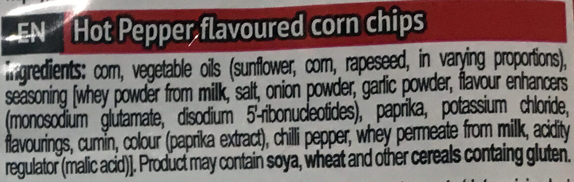 Doritos Hot Corn - Ingredients