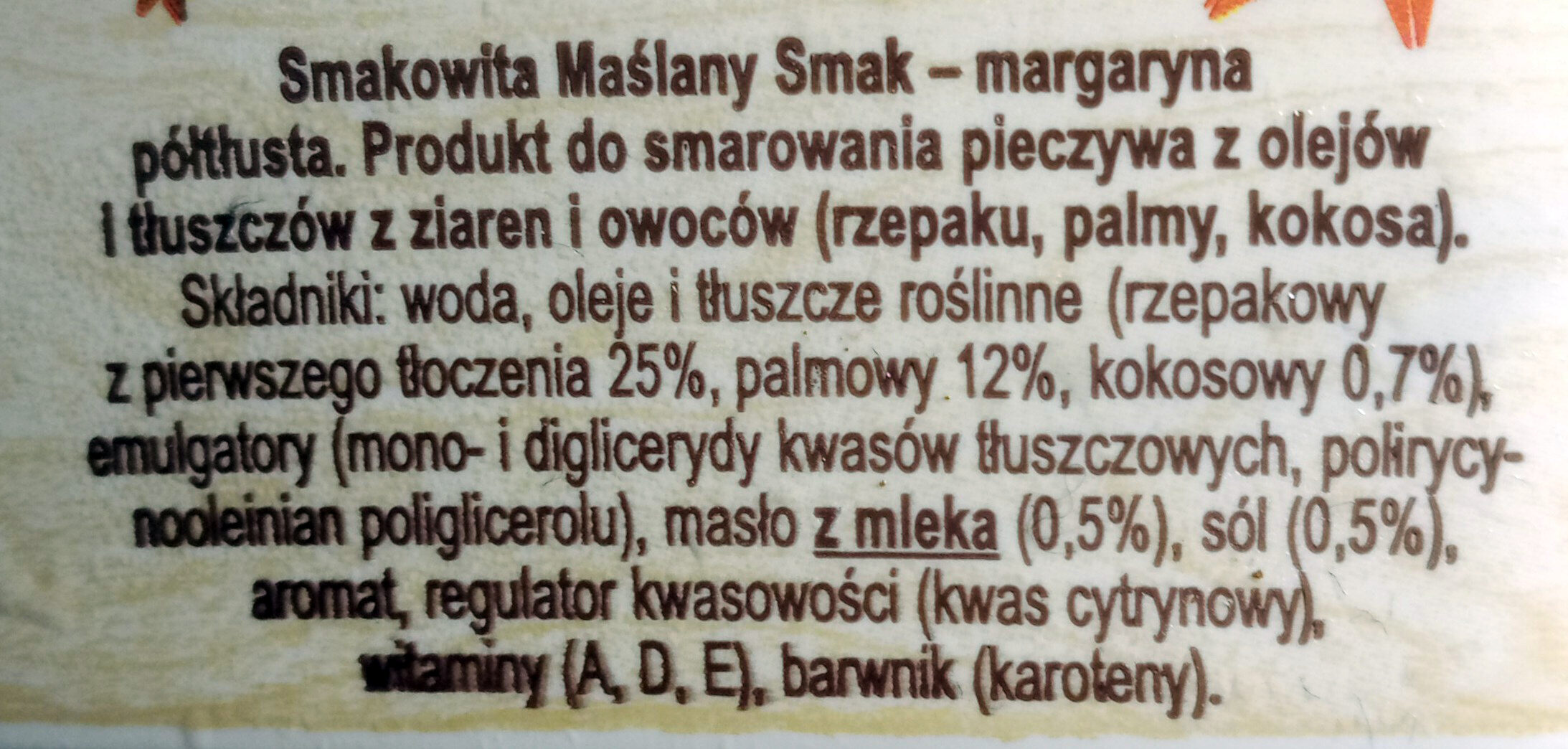 Smakowita maślany smak - Ingrediënten - pl