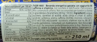 Tiger max - Tableau nutritionnel - pl