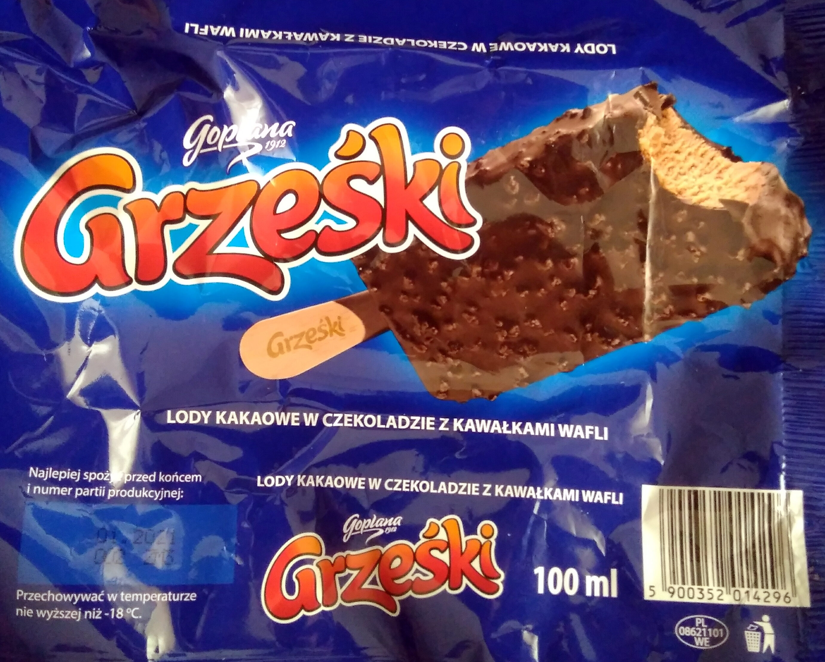 Lody kakaowe w czekoladzie z kawałkami wafli. - Product - pl