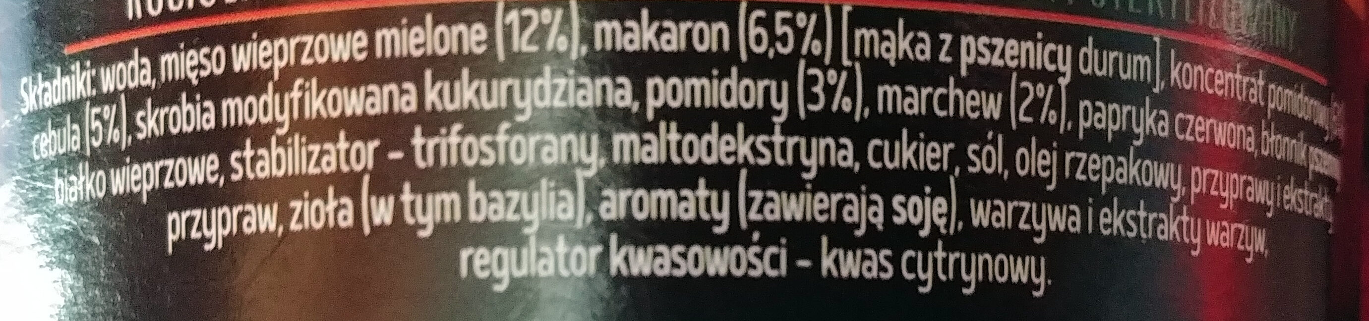 Kociołek Boloński - Ingrédients - pl