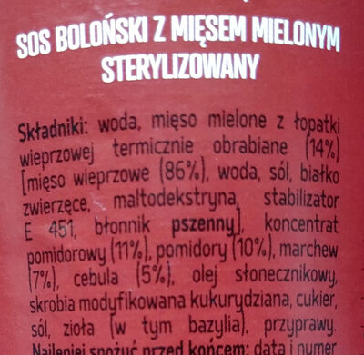 Sos Boloński z mięsem mielonym - Ingrédients - pl