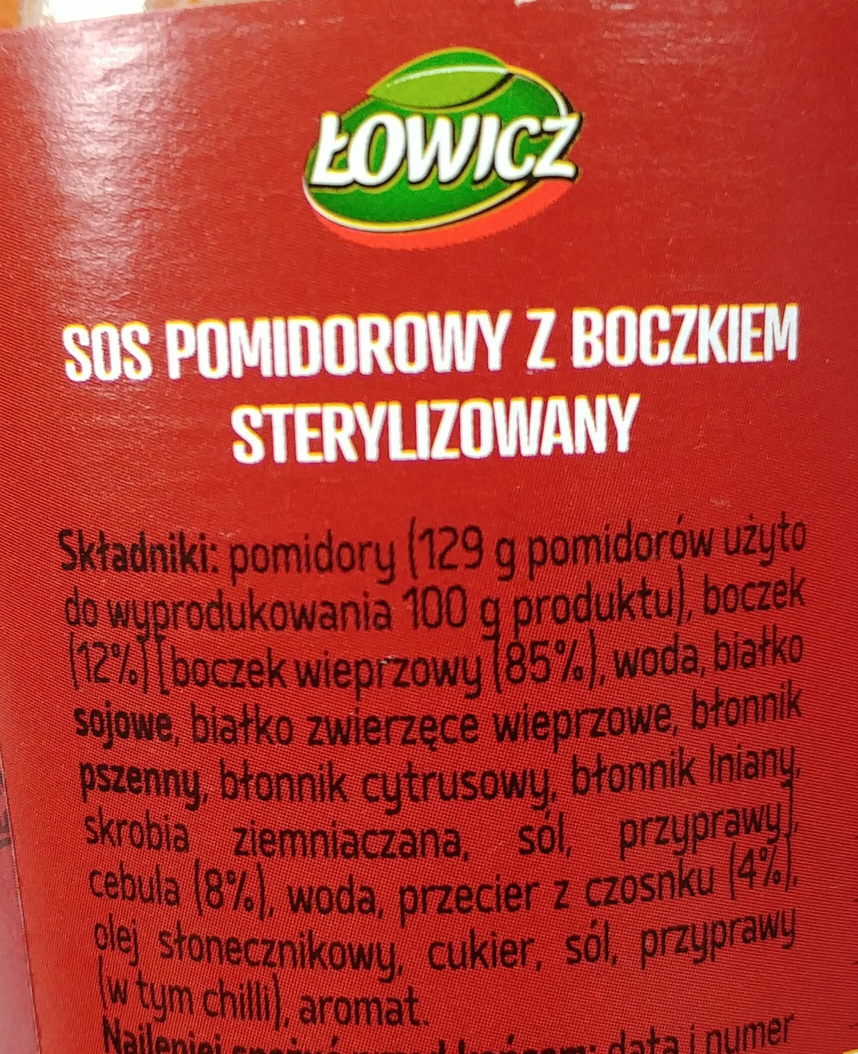 Sos pomidorowy z boczkiem - Ingredients - pl