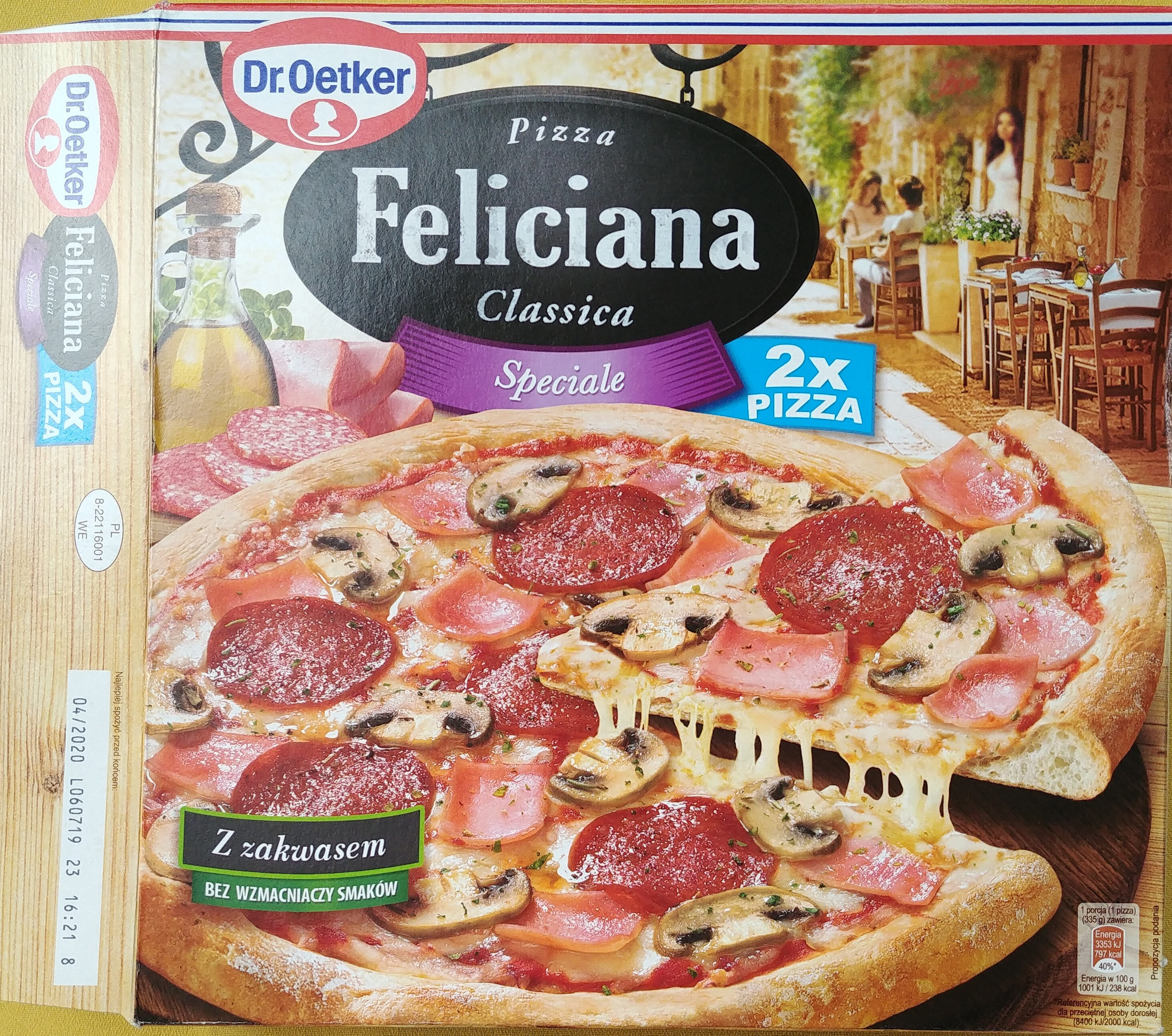Pizza z szynką, pieczarkami i salami, głęboko mrożona. - Product - pl