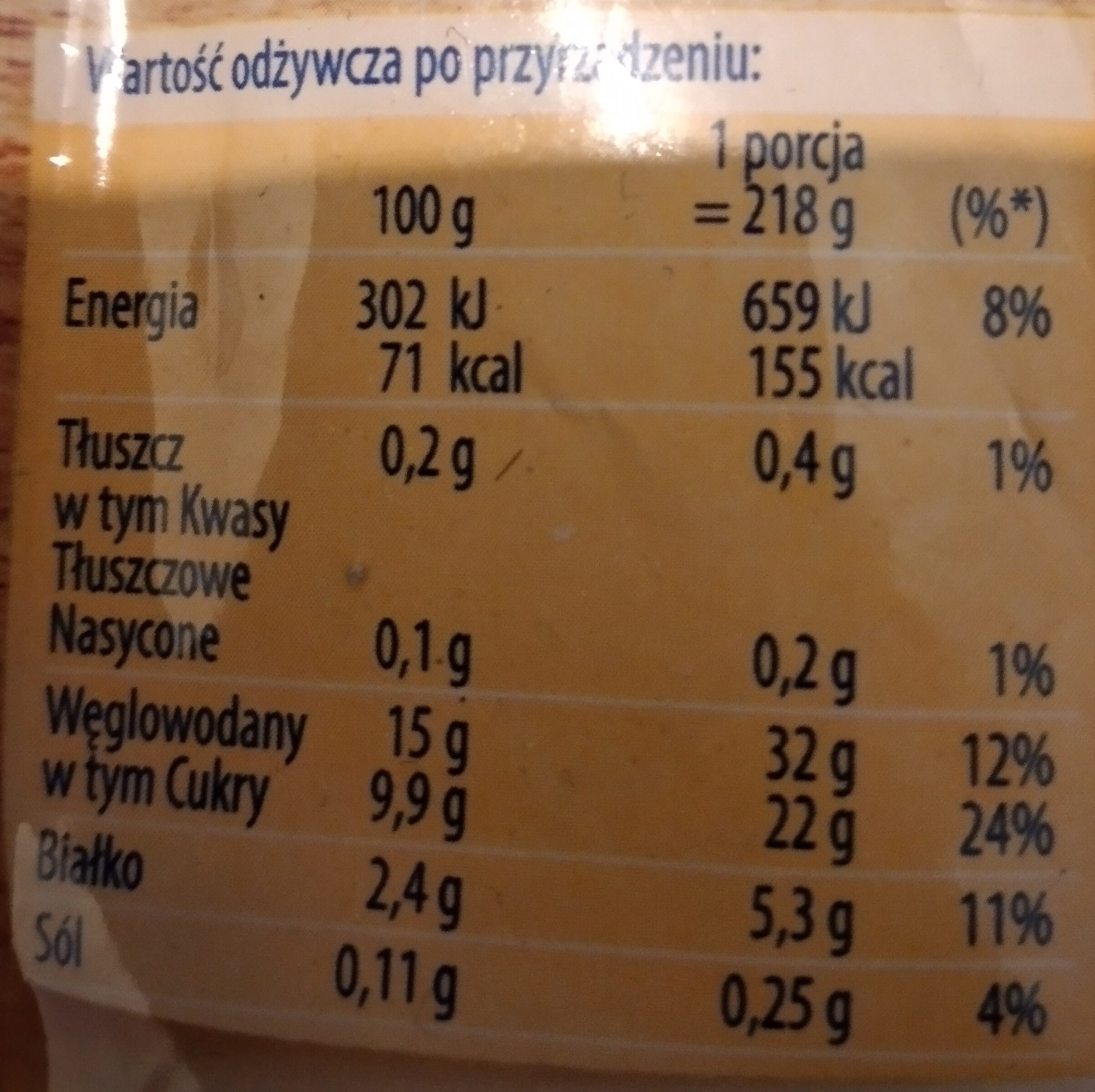 budyń waniliowy - Voedingswaarden - pl