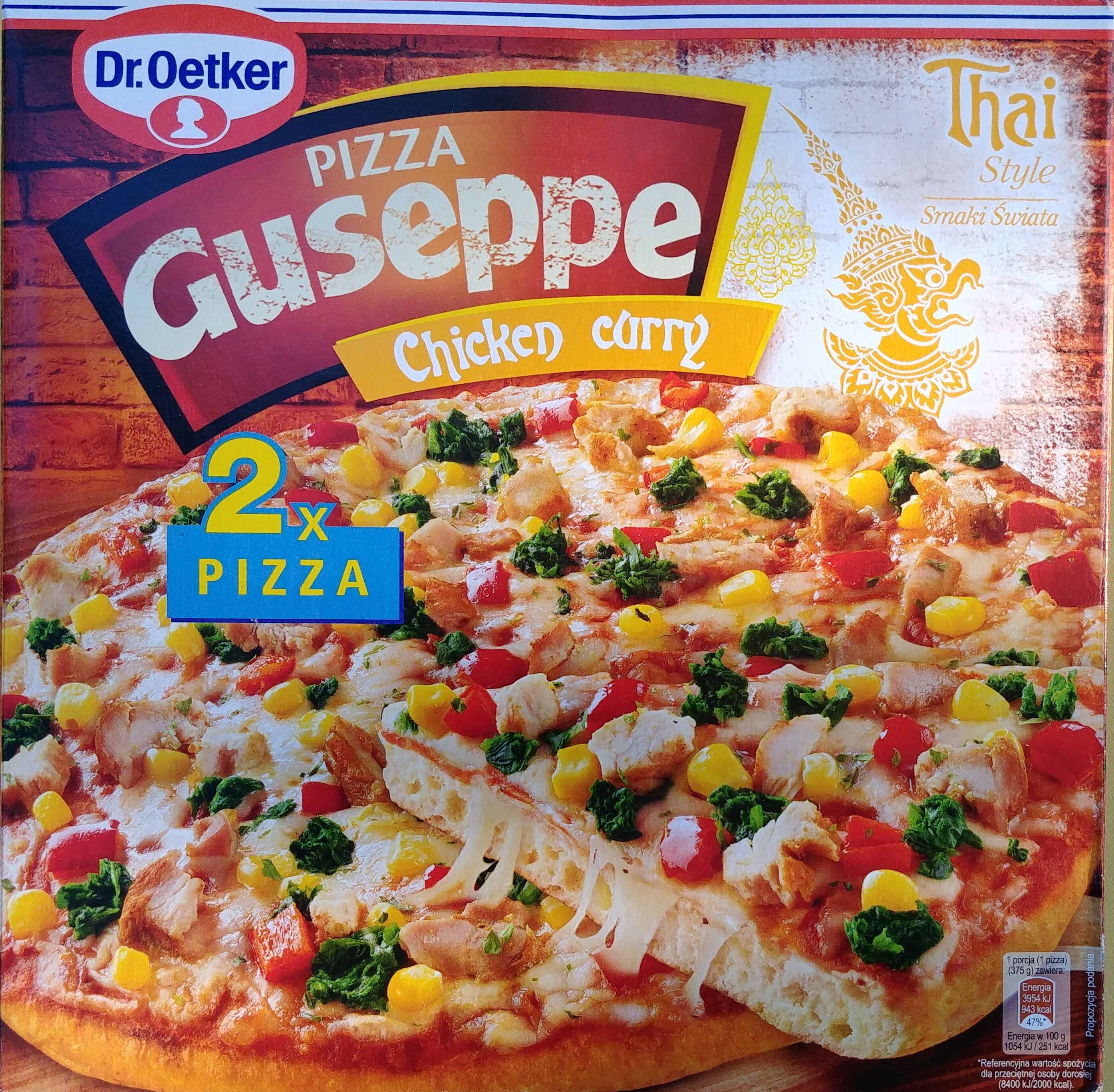 Pizza Guseppe z kurczakiem w przyprawie masala i curry, głęboko mrożona. - Product - pl