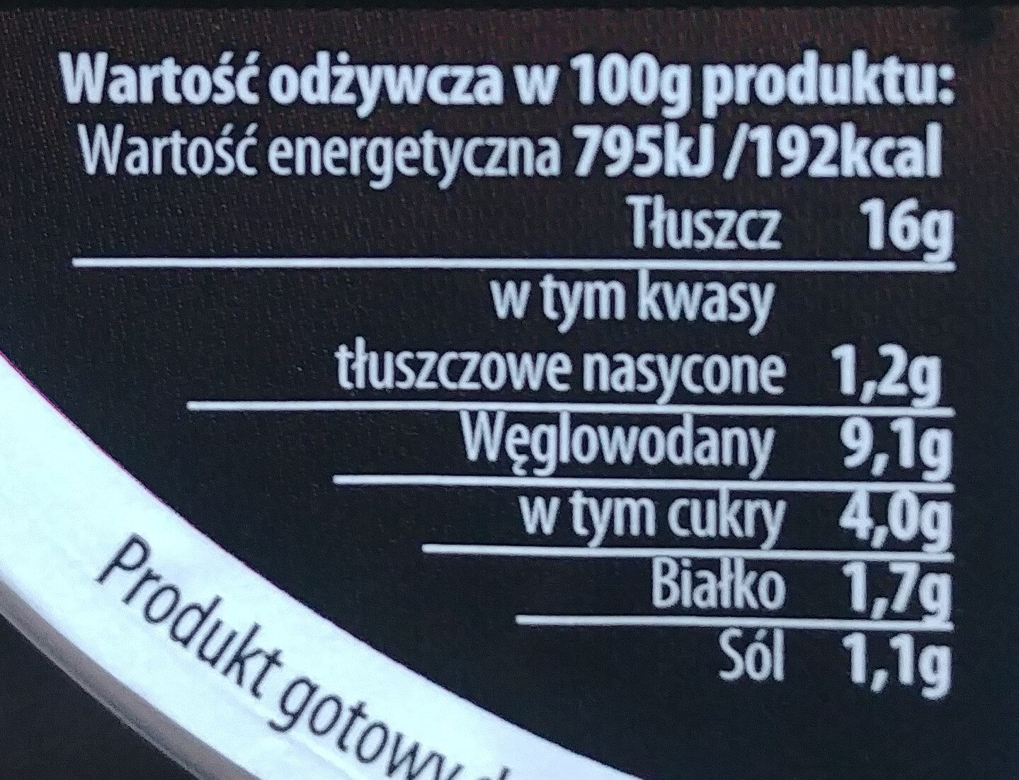 Sałatka jarzynowa - Tableau nutritionnel - pl