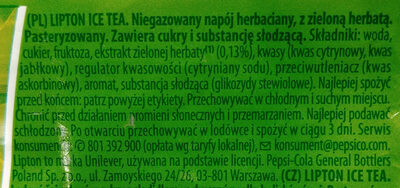 Niegazowany napój herbaciany z zieloną herbatą - Składniki