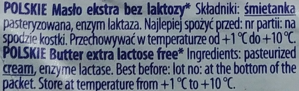 Masło ekstra bez laktozy - Ingrédients - pl